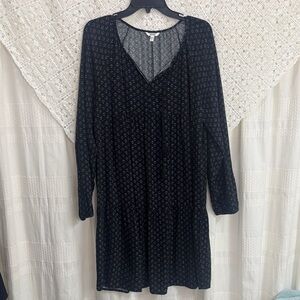 Sonoma Women’s Black Long Sleeve Dress with Pattern